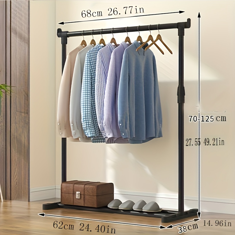 TEMU Adjustable Freestanding Clothes Rack, Home Use, Standing, Indoor/outdoor Balcony Drying Hanger, Space-, Easy Assembly, Bedroom Organizer, Drying