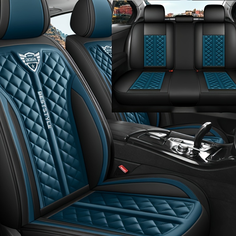 TEMU Luxury Universal Wear-resistant Diamond-pattern Faux Leather Car Seat Covers Suitable For Most Sedans, Suvs, And Sports Cars