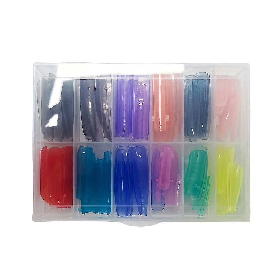 Temu 144Pcs Of Dual Forms For Gel Nail Extensions, Featuring Stiletto, Coffin, And Square Acrylic Nail Tips In 12 Different Shapes, Designed To Be-image