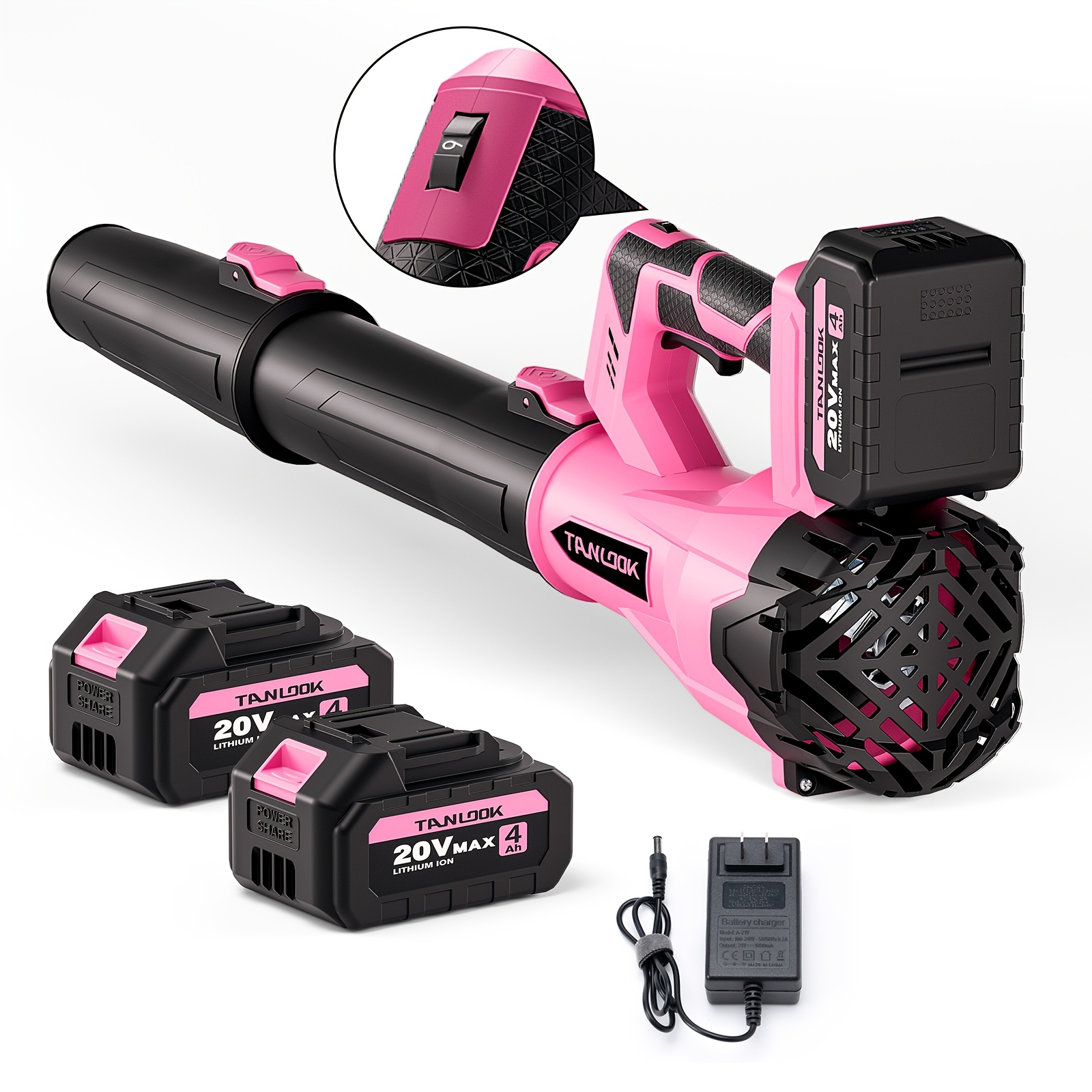 TEMU Leaf Blower Cordless - 6 Speed Levels Electric Leaf Blower With 4.0ah Battery And Charger, Extension Tube Blower For Lawn Care, Yard, Garage,