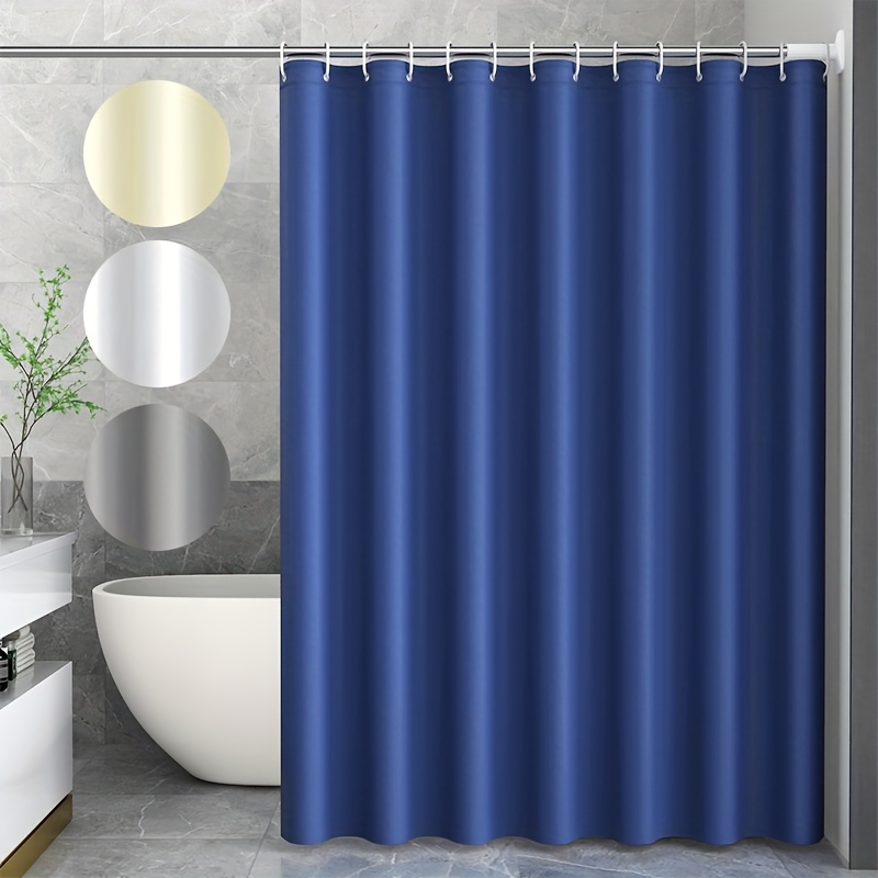 

Solid Color Shower Curtain 177cm X 182cm, Waterproof Shower Curtain Set With 4 Auxiliary Hooks, Washable Polyester Fabric Shower Curtain