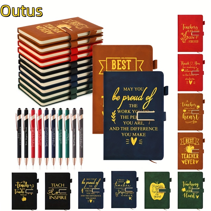 

Outus 20pcs Teacher Appreciation Gifts Bulk Inspirational A5 Faux Leather Journal Engraved Notebook With Screen Touch Ballpoint Pen Student Back To School Thank You Gifts For Teacher School Staff