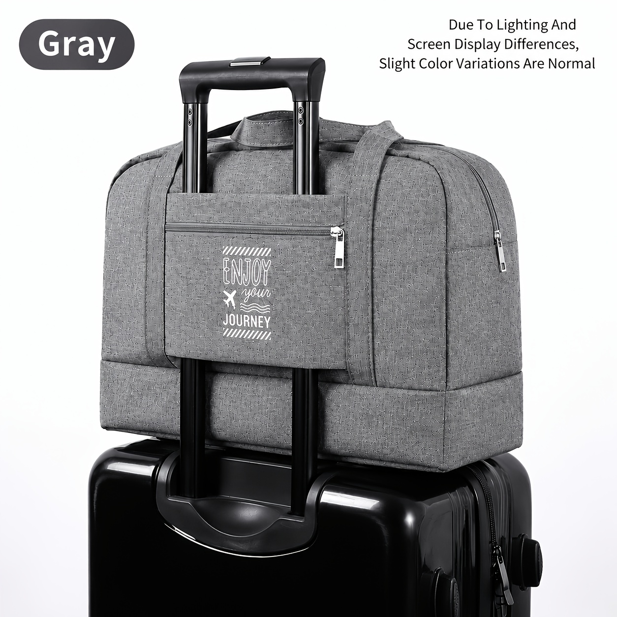 TEMU Sac de rangement de voyage à double couche de grande capacité | Housse de valise à roulettes, sac à main | Trousse de toilette dédiée à de sport