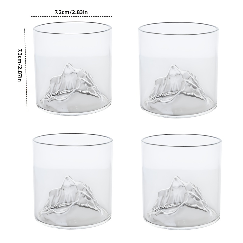 TEMU 4pcs Vintage Cup Set, Transparent Three-dimensional Cup, Cup, Beer Glass, Liquor Glass, High Borosilicate Glass, Suitable For Bars, Restaurants,