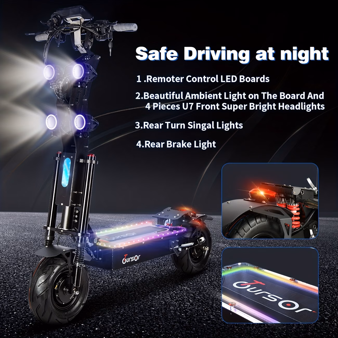 new high power 72v 40ah dual motor adult off road electric scooter with led display hydraulic brakes dual suspension vibrant ambient lighting and 13 inch tyres electric scooter e scooter Product details 4