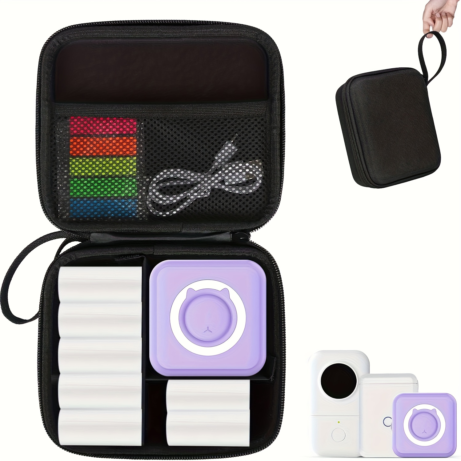 TEMU Mini Sticker , Large Capacity Hard Protective Box For Printer, Portable Carrying Case For Thermal Inkless Photo Printers, Instant Camera, Label