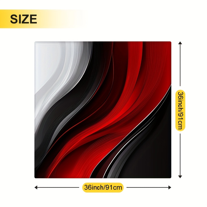 TEMU 1pc, Tablecloth Featuring Red, White, And Black With An , Measuring 36x36 Inches, Made Of Wipeable Polyester, Suitable For Outdoor Dining,