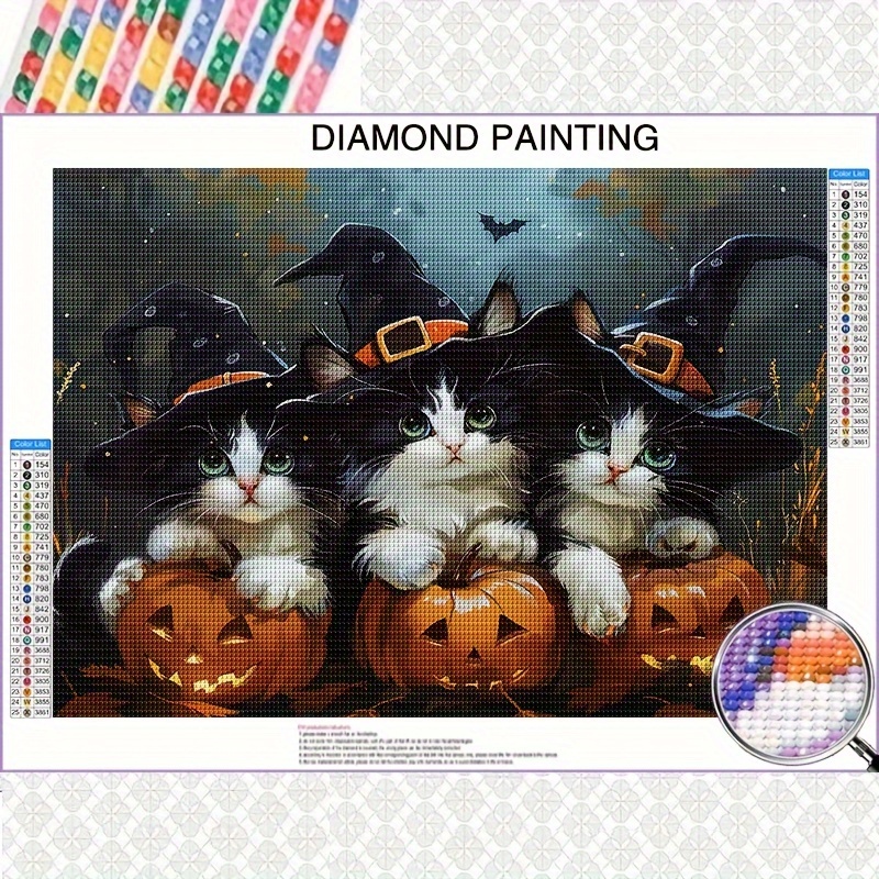 

1pc 5d Diy Halloween Diamond Painting Kit – Full Drill Round, Contemporary Rectangular Horizontal Wall Art, Perfect For Home, Living Room, Office Decor, Holiday Gift