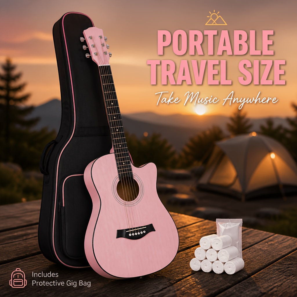 38 Inch Portable Acoustic Guitar Set&comma; with C...