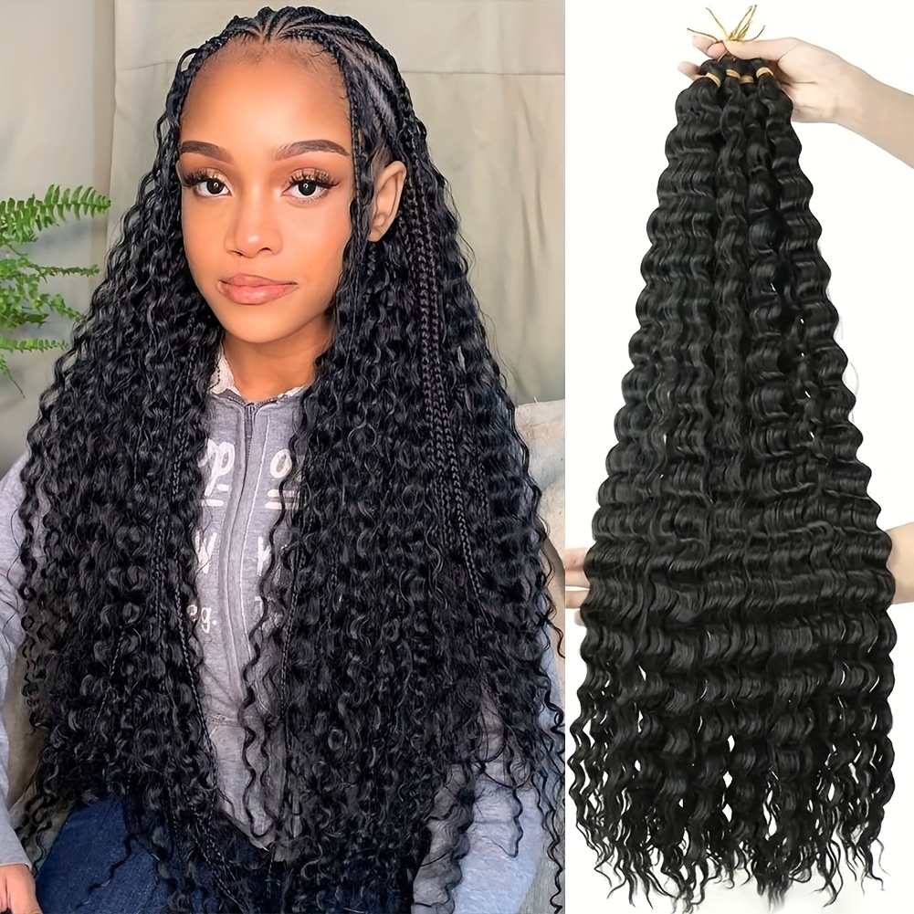 set 3pcs 32 inch synthetic deep wave crochet hair extensions
