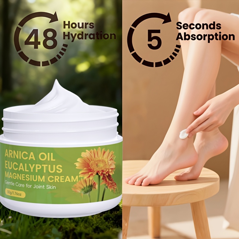 2pcs Arnica Oil Magnesium Cream for Joint Skin Care, Moisturizing Hand & Foot Cream with Eucalyptus, Jojoba, Hyaluronic Acid, Vitamin E, Chamomile, and Lavender, Non-Greasy, Fast-Absorbing, Long-Lasting Hydration for Athletes & Seniors
