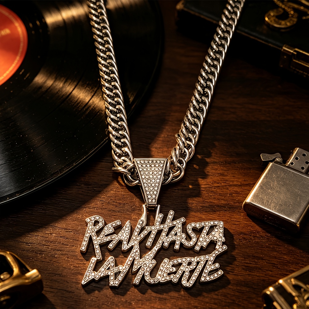 TEMU Collar hip-hop europeo y americano con para , cadena gruesa dorada/plateada con colgante incrustado, accesorio de cuello versátil de moda para