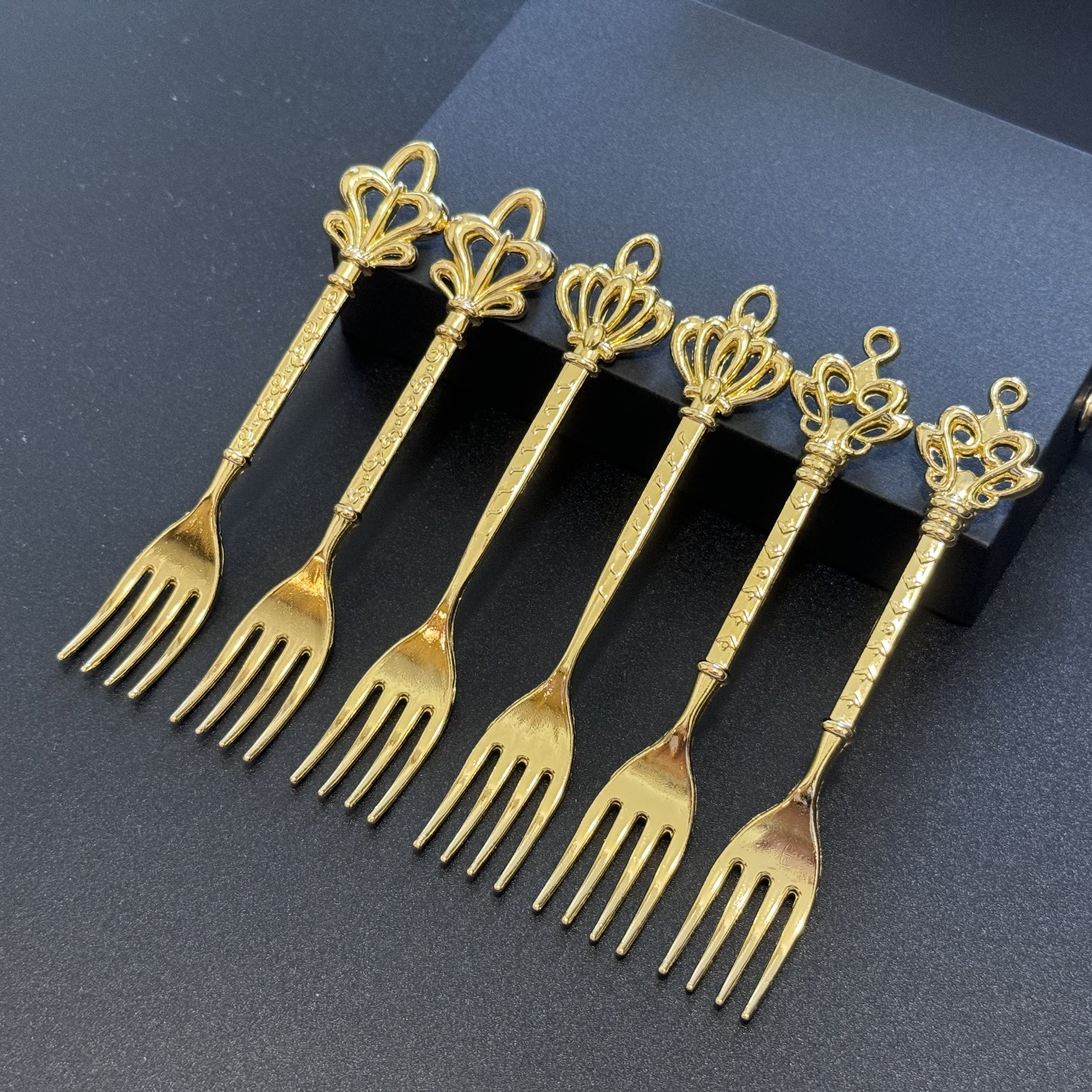 Image of Unique Flatware Dessert Or Salad Fork Set Of 6 With Different Kinds Of Crown Shape, Sophisticated Vintage Forks For A , Fun To Your Dessert Or .
