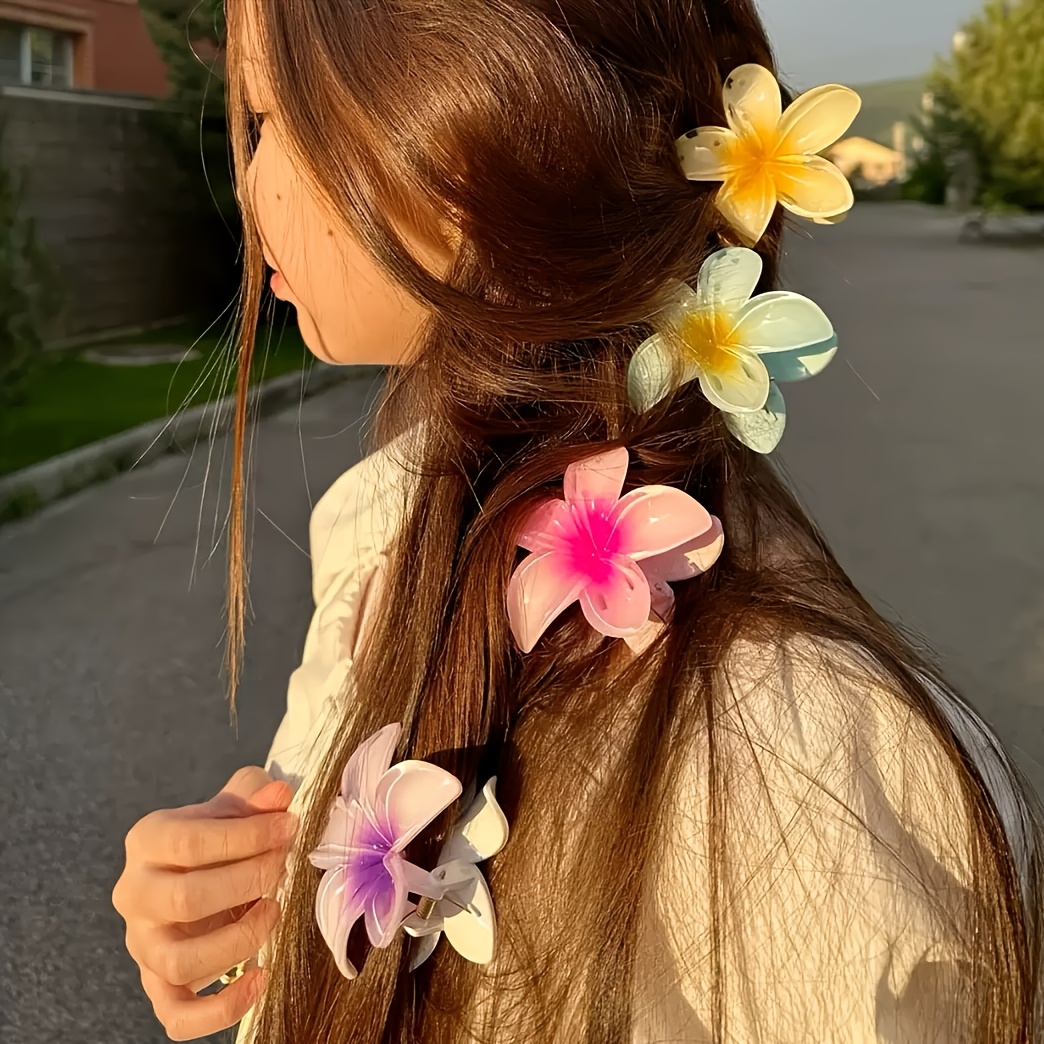 Blumen Haarspangen Set – 8 Bunte Klauenclips Für Volle Frisuren