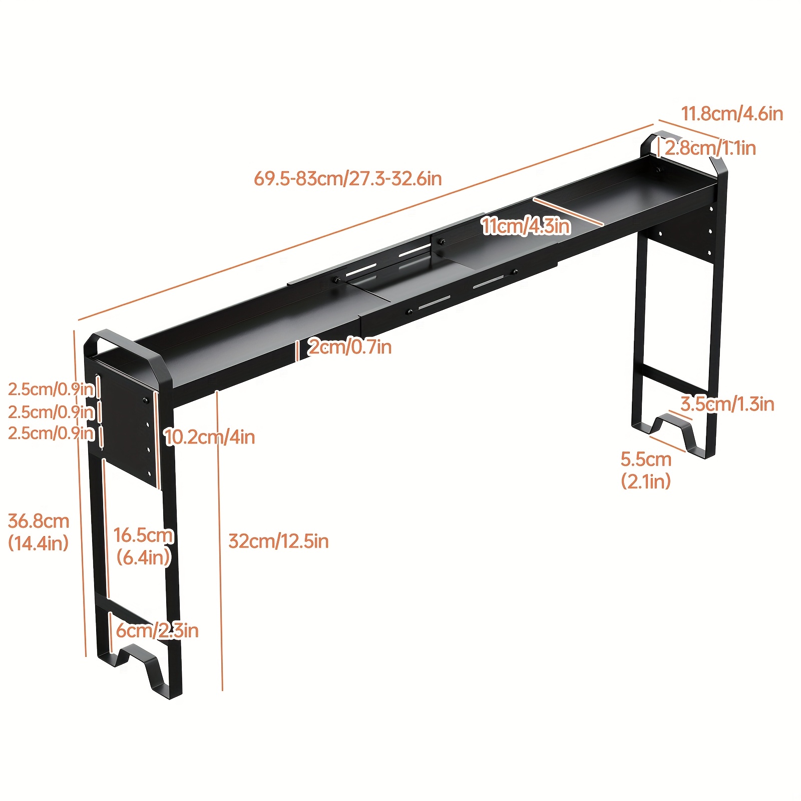 TEMU 1pc For Back Of Stove, Spice Rack For Stove Top, Over The Sink Shelf, Expandable Length And Adjustable Height, Kitchen Storage Organization