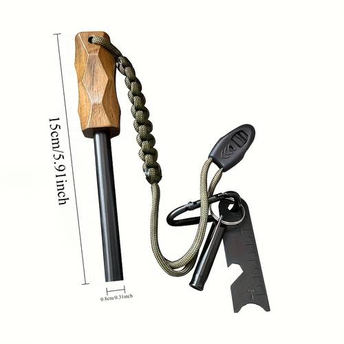 para exteriores de 3 piezas | encendedor de multifuncional de aleación de magnesio, silbato, , raspador y cortador con cordón para camping y senderismo, equipo de emergencia, sin batería