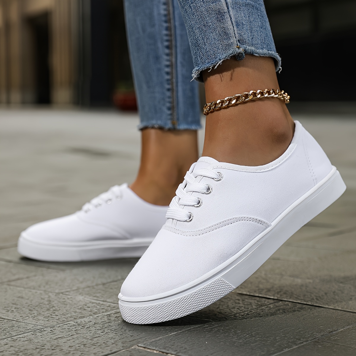 TEMU Women's Plus Size Wide Fit Low-top Casual Lace-up Shoes, Versatile And Comfortable Walking Shoes, Lightweight Sports Running Shoes