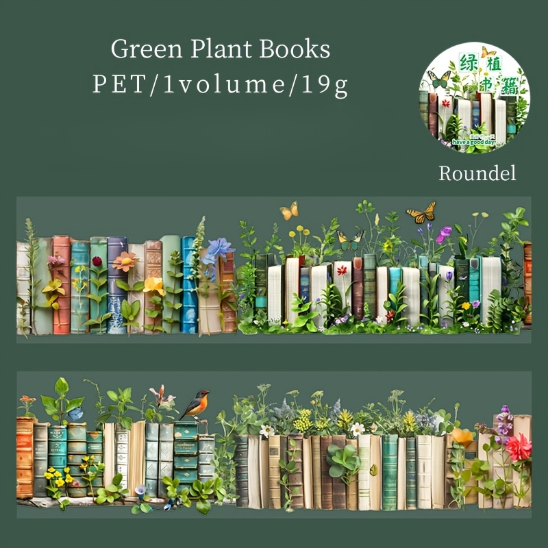 1pc Book Pet Tape - Vibrant Diy Crafting Tape With Bookshelf & For Scrapbooking, Gift Wrapping, And Office Decor