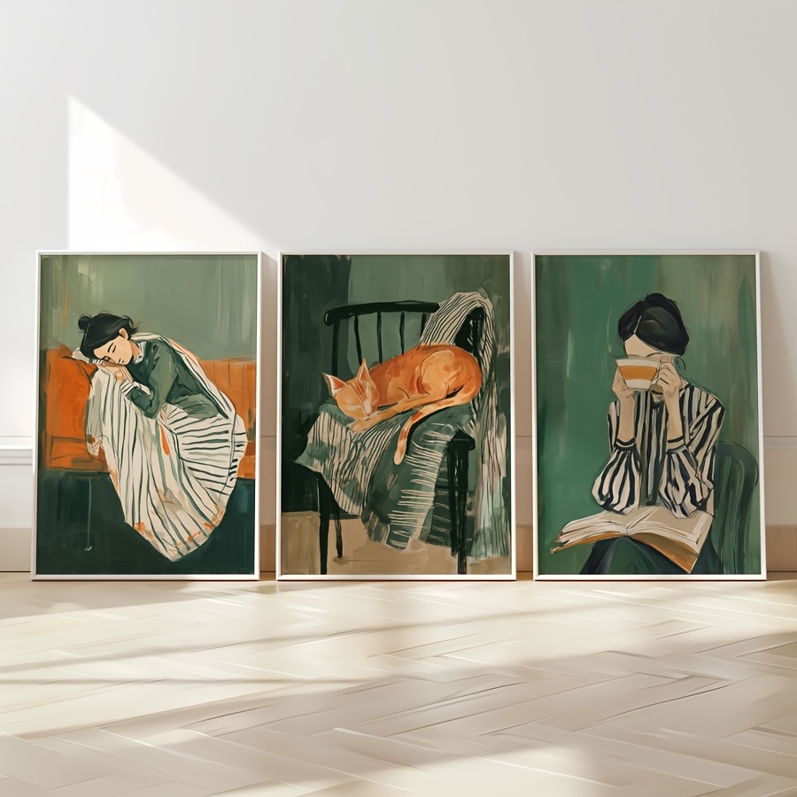 AIVYNA Figure Moderne Abstraite GéOméTrique Toile tableau Peinture Art Contemporain Affiche Visages Murale Art Tableaux Salon Decoration à La Maison