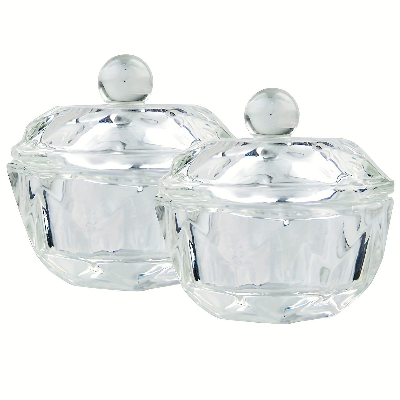 Image of 2pcs Nail Art Dappen Dishes With Lids - Acrylic & Powder Mixing Bowls For Manicure Care, Formaldehyde-free