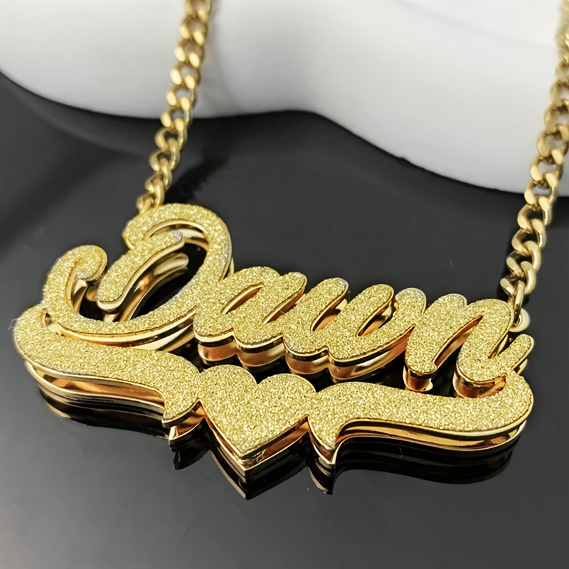 Men's Customizable 316L Stainless Steel Double-Layer Name Necklace