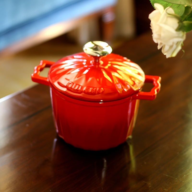 1pc enamel rice pot stew pot color delicate integrated molding enamel stew pot enamel pot enameled cast iron oven pot with lid 78oz 138oz 169oz