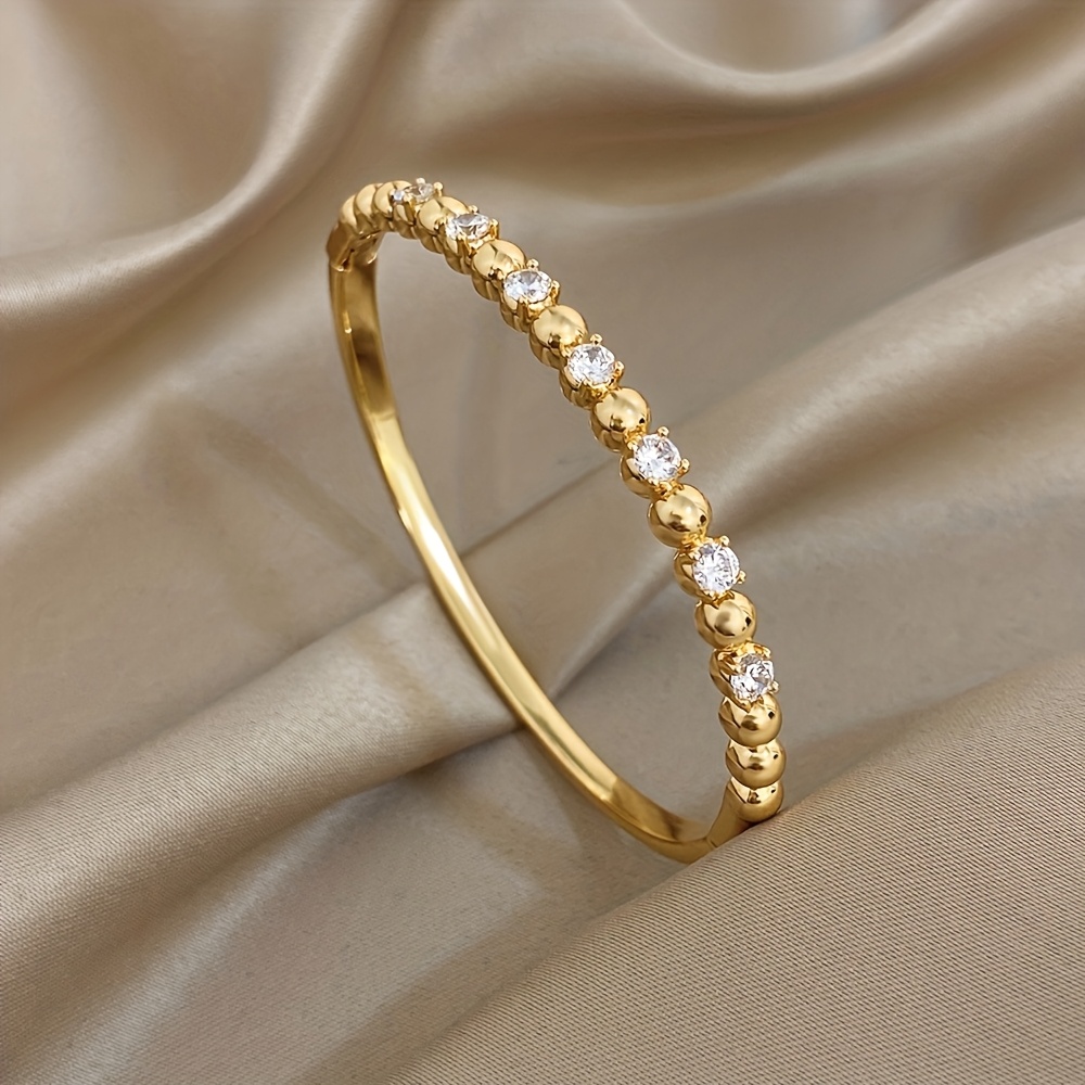 Women's Beaded Thin Bracelet with Synthetic Zirconia, Gift