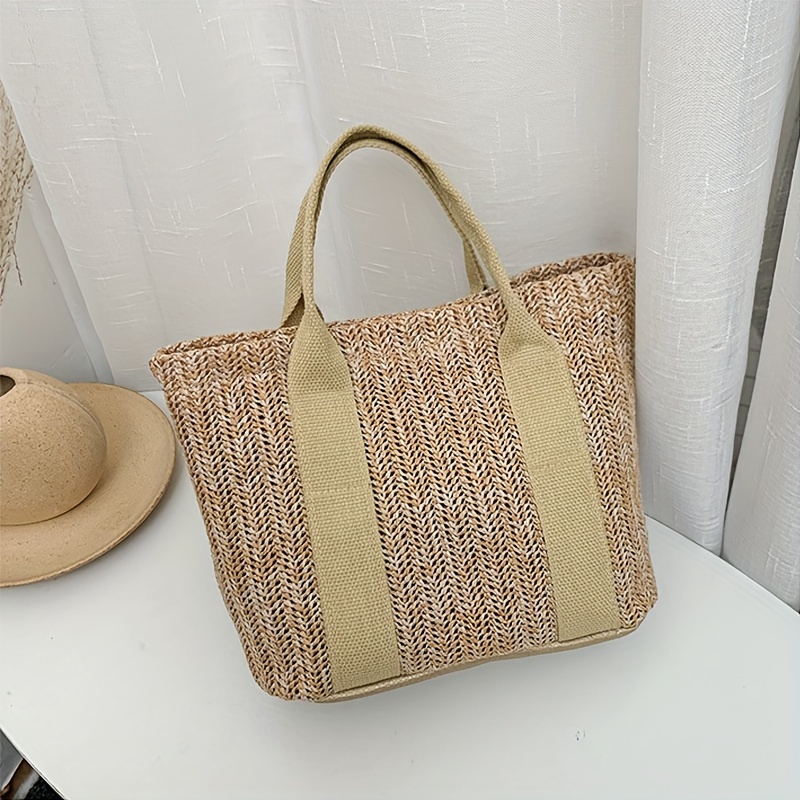 

Casual Woven Small Bag For Women, Casual Fashion Beach Travel Handbag, Stylish Small Ladies Carryall