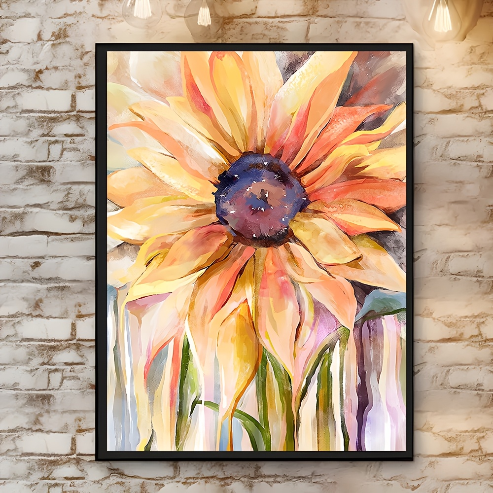 

Diy Sunflower Acrylic Paint By Number Kit For Adults, 12x16in Canvas For Living Room And Bedroom Decor, Room Decor