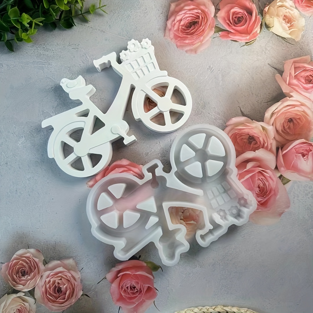 

1pc Bicycle Drop Glue Gypsum Plaster Ornament Silicone Mold Handmade Diy Home Decoration Car Aromatherapy Mold