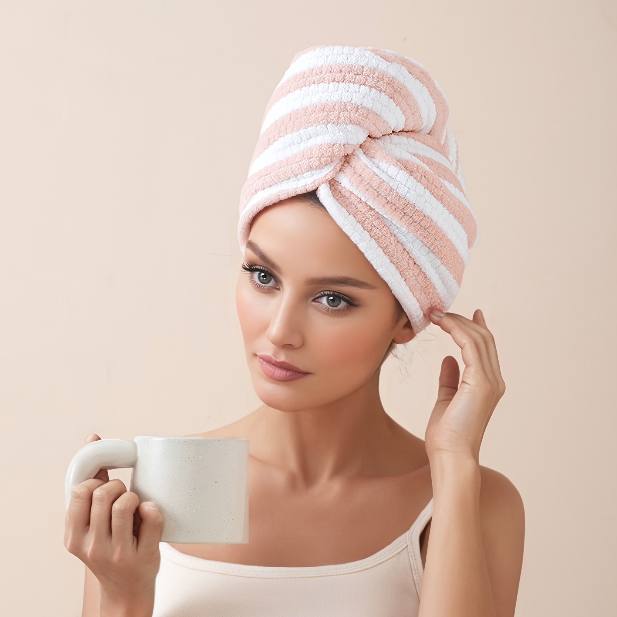TEMU 1 Serviette à cheveux extra épaisse et super absorbante - Grande serviette de bain et de soin capillaire à séchage rapide avec texture douce en