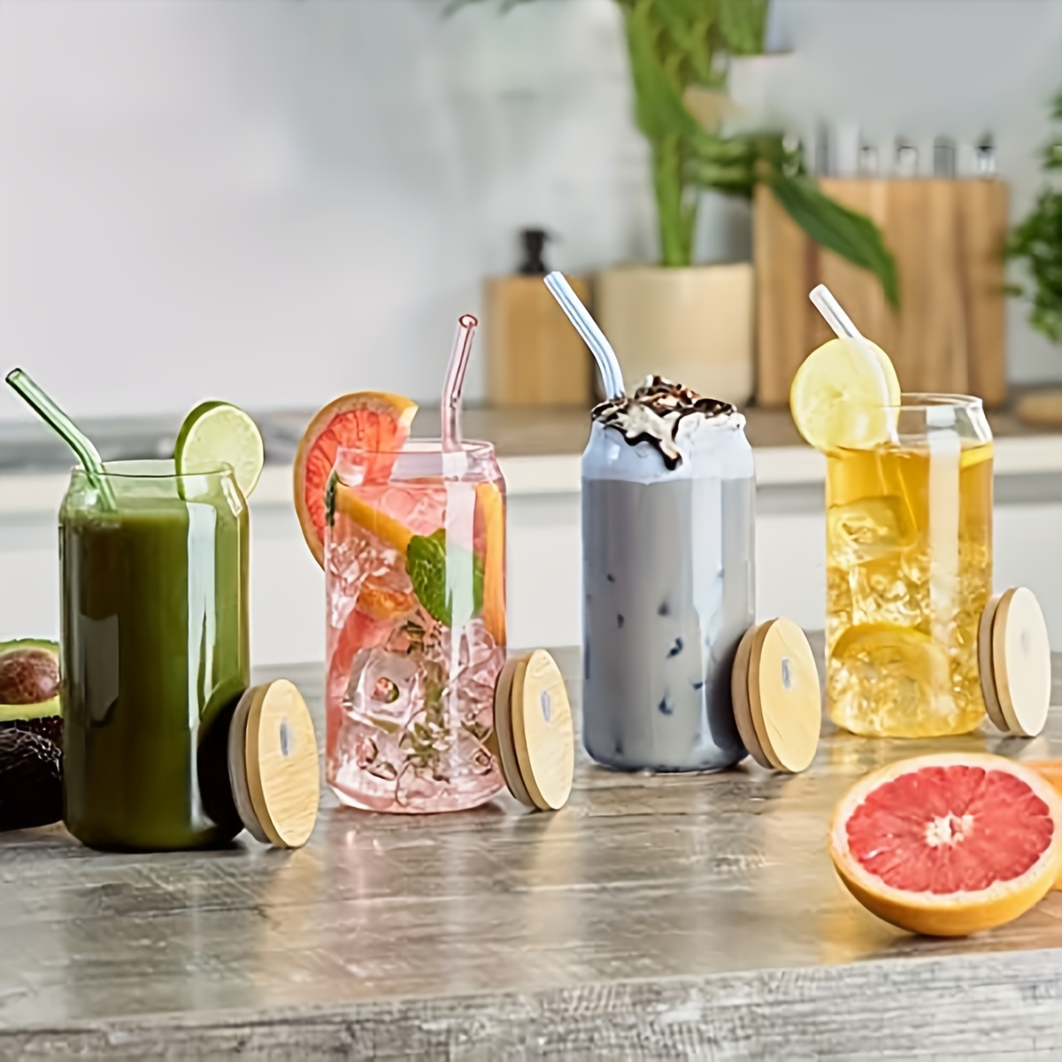 14pcs set of colorful glasses with lids straws and brushes reusable freezer safe ideal for hot and cold beverages   parties and   party drinkware vibrant glasses durable glassware glasses for drinks Product details 4