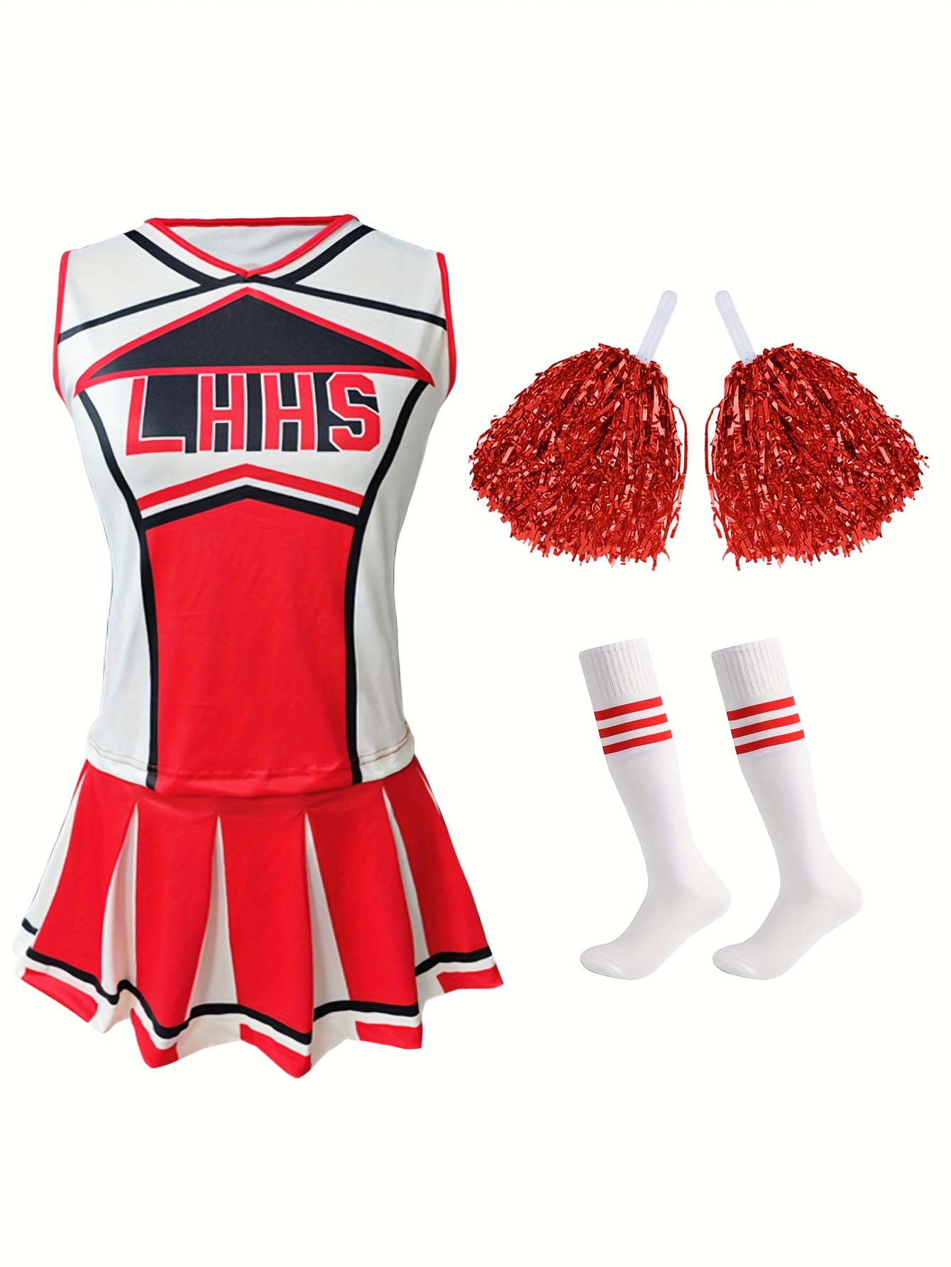 ladies sexy red varsity high cheer uniform womens musical Temu