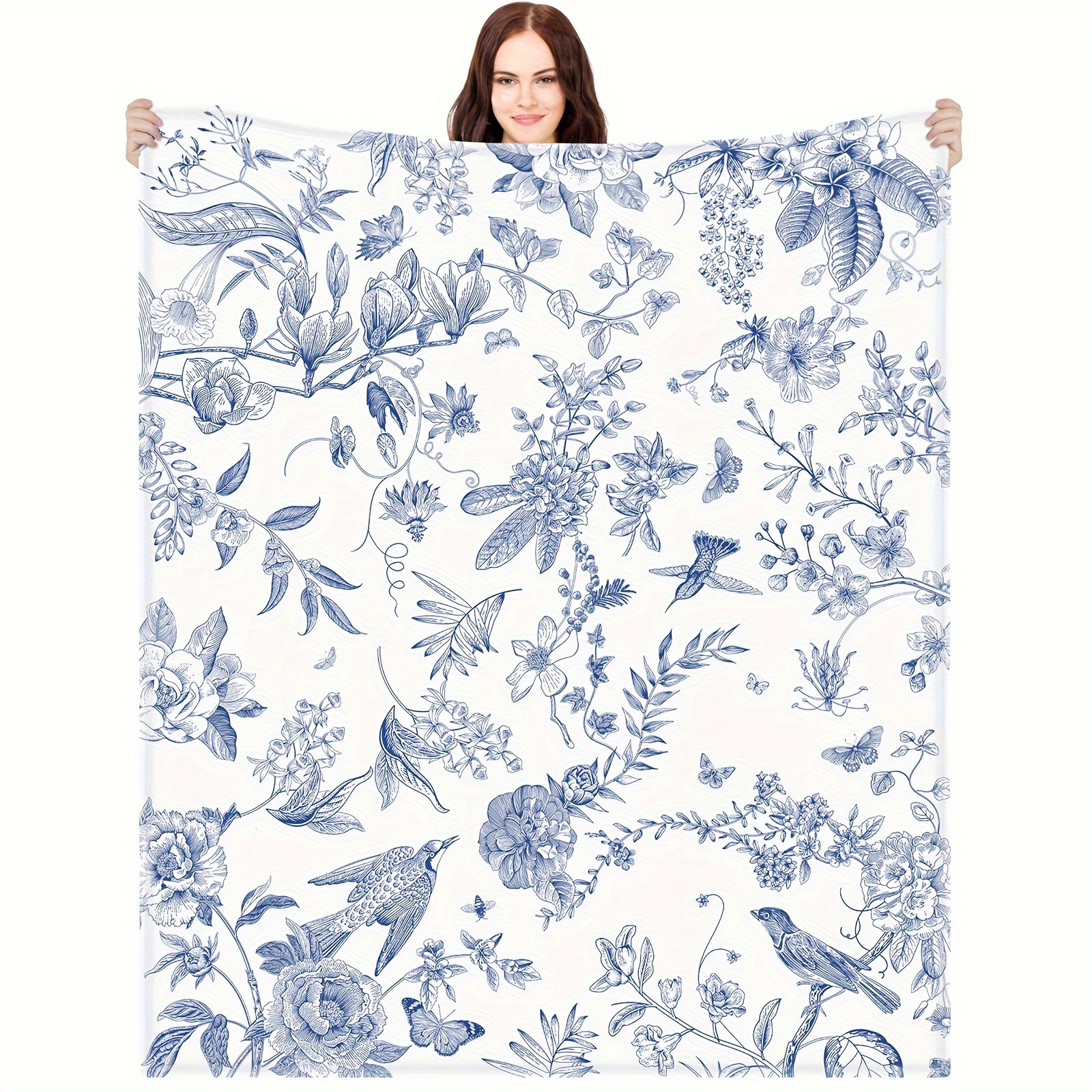 

Floral Bird Pattern Soft Fleece Blanket - Suitable For Pets, Teens, And Adults - Contemporary Style - Machine Washable - All - - 40"x27.5" Or 60"x40" Or 80"x60" - Perfect Gift For Any Occasion