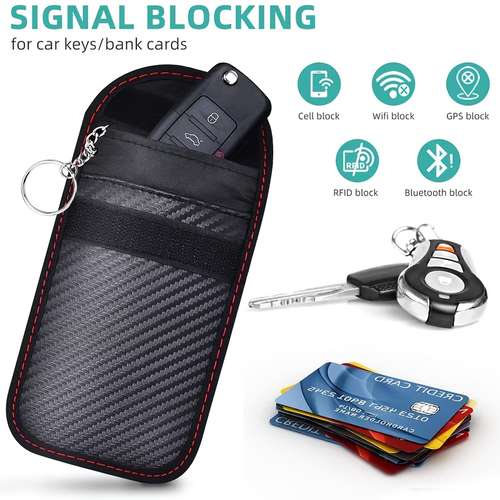 2 Pack Borsa Portachiavi Antifurto Keyless Blocker – Proteggi La Tua Auto (Blu+Rosso)