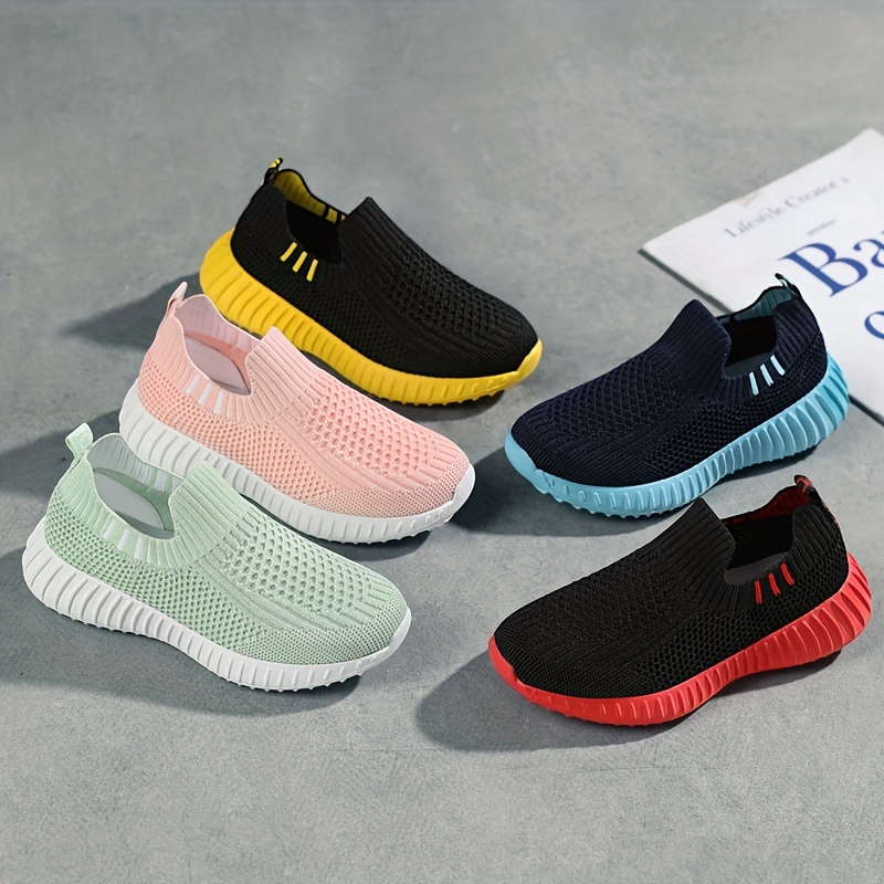 zapatos tejidos informales sin cordones de   altura para niños,   para caminar y correr,   y otoño Detalles del producto 1