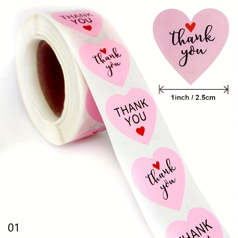 500 /thank You Pink Stickers For Valentine's Day Thanksgiving Mother's Day Stickers Party Envelopes Stationery Cards Label Gift Seal Stickers