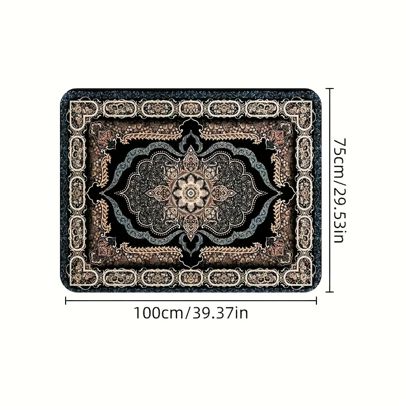 TEMU Trunk Liner - Soft Dustproof Non-slip Cargo Mat With Elegant Black & Golden Intricate Pattern, Durable Machine Washable Auto Interior Accessory, Nonslip Surface