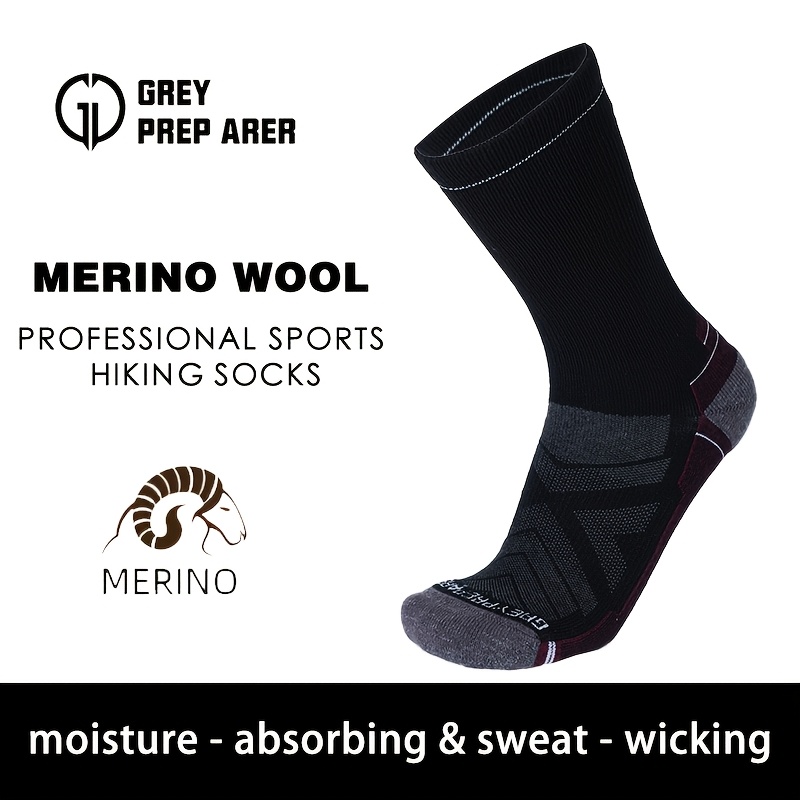 Image of Single-pack Outdoor Men's Wool Wool Quick- Breathable Anti-blister Professional Hiking Mountaineering Sports Socks