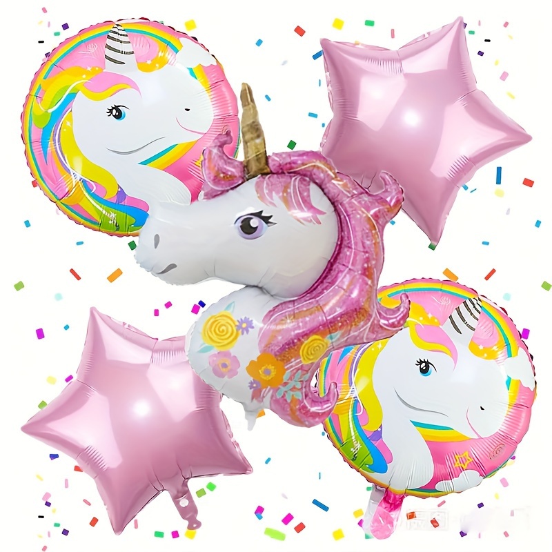 A Set Unicorn Summer Party Balloons Set Colorful Rainbow - Temu