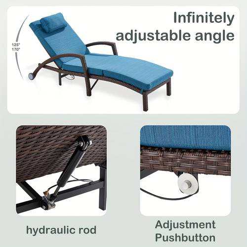 outdoor lounge chairs set of 2 hydraulic adjustable outdoor chaise lounge with armrests wheels for poolside backyard deck