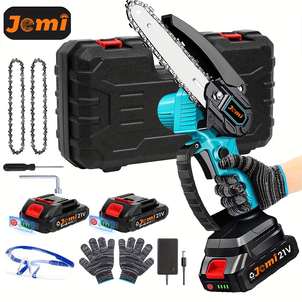 

1 Set Mini Chainsaw 6-inch With 1/2 2.0ah Battery, Cordless Power Chain With Security Lock, Glasses And Gloves, Handheld Small Chainsaw For Wood Cutting Tree Trimming