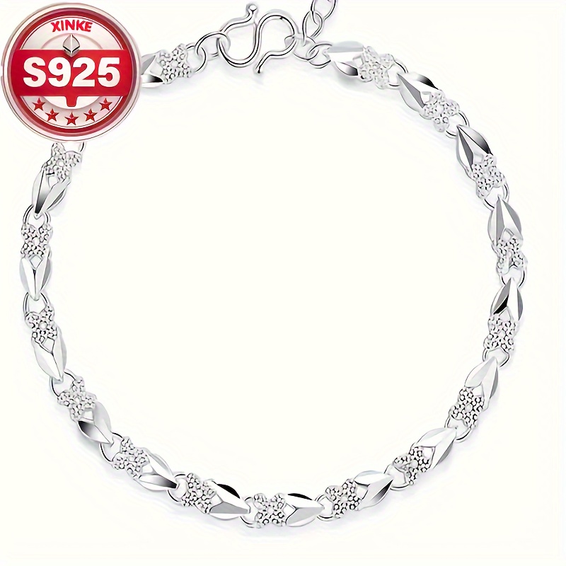 

Elegant 925 Sterling Silvery Bracelet For Women - Vintage & , Casual Attire