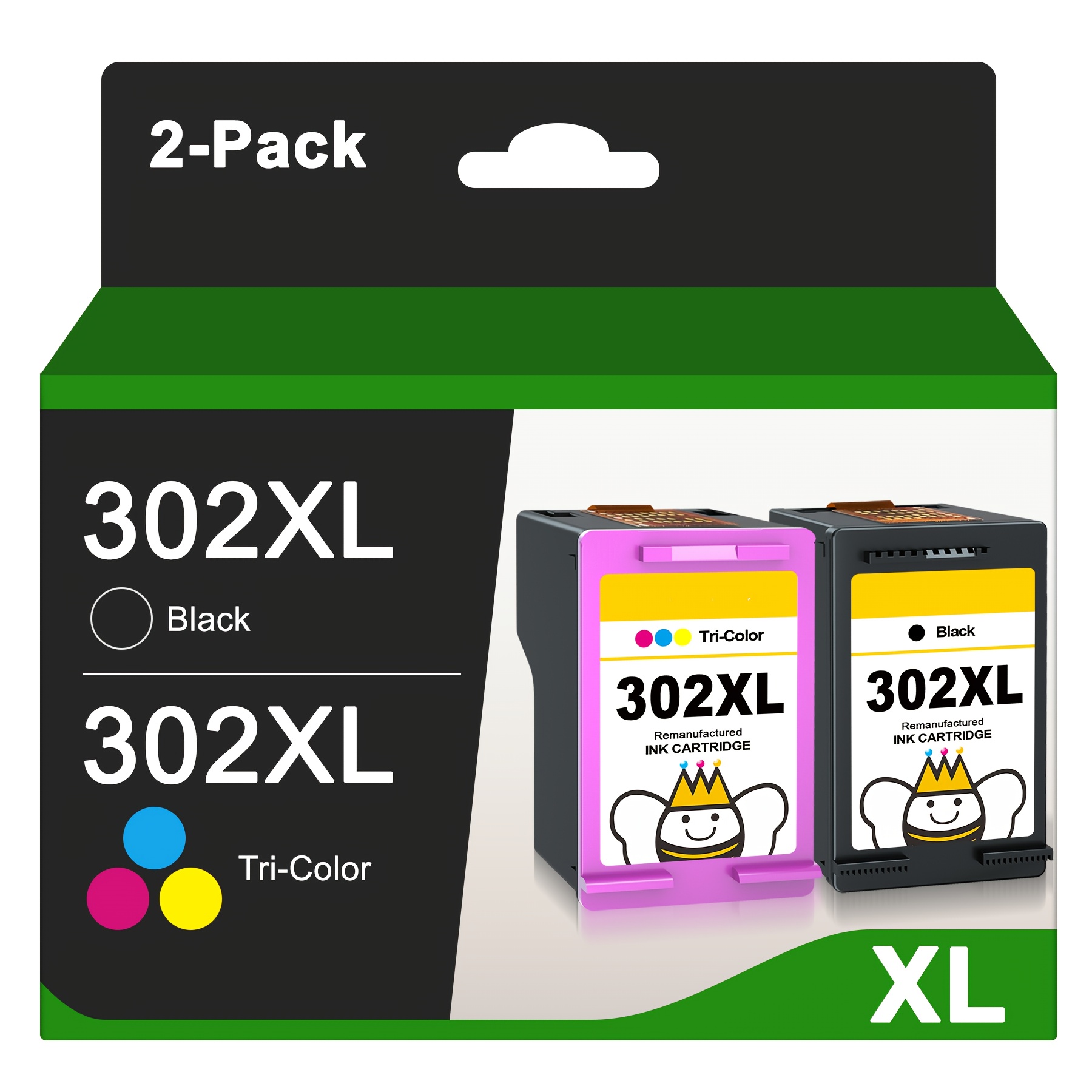 Image of 302 Xl For 302 Printer Cartridges Multipack 302xl Cartridge For 4525 4520 4522 4527 4524 3630 3636 3638 3639 3830 3831 3833 (1black 1colour, 2-pack)