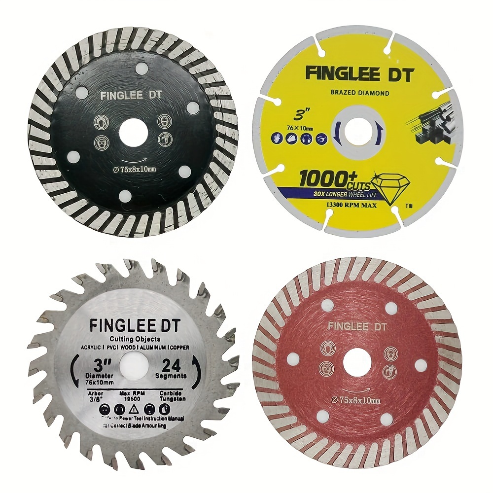 

3inch Wood Saw Blade Tct Circular Cutting Blade For Woodworking Masonry Metal Cuting Stone Work (4pcs)