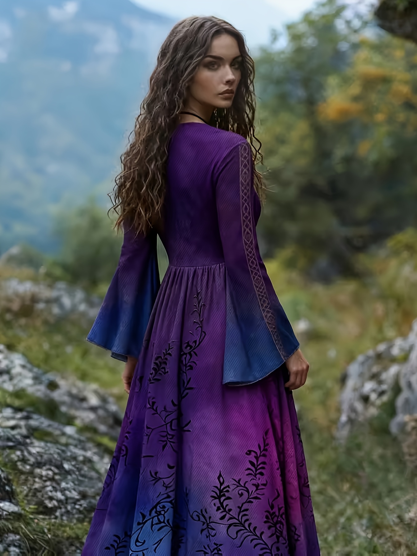 Women's Vintage Celtic Viking V-Neck Maxi Dress * Sleeves - Elegant Long  Formal Dress Suitable for Weddings, Parties, Historical Costumes - Machine  ...