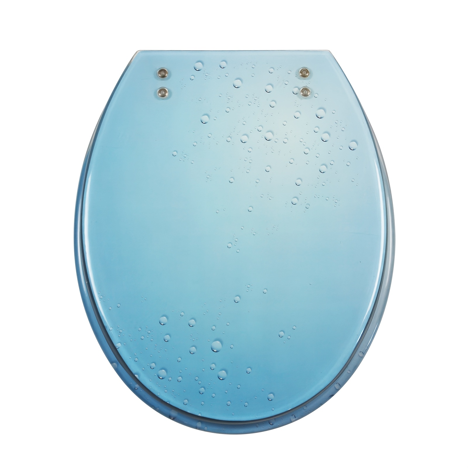 Image of Blue Resin Toilet Seat - Metal Hinge Without Soft Close, Oval Shape, . 42.5 X 35.9 X 4.5cm