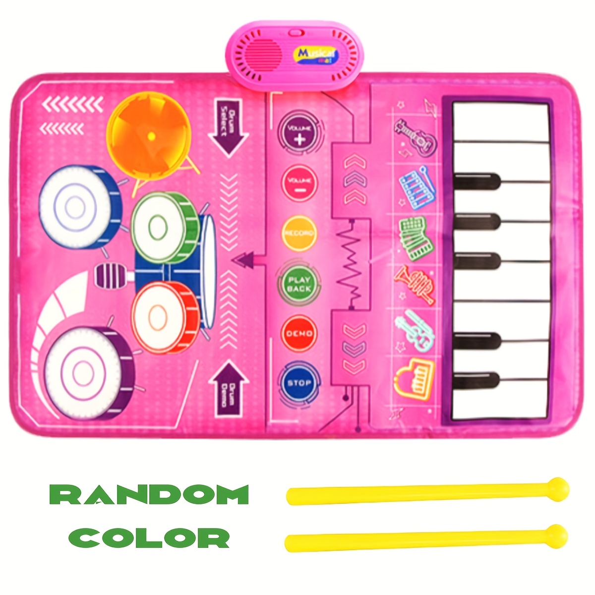 Interactieve Muzikale Piano Mat voor Kinderen - Educatief Keyboard met Kleurgecodeerde Toetsen, Levendige Muzieknoten & Symbolen, Zachte Polyester Stof - Afbeelding 3