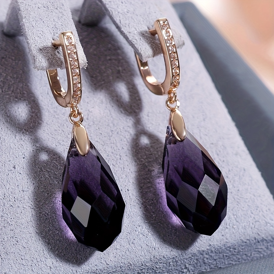 1 Pair Luxury Golden Color Teardrop Cut Earrings Trendy Long Dangle Earrings Valentine's Day Halloween Gifts