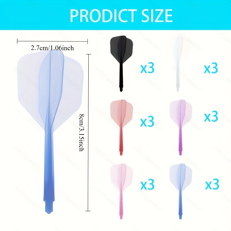 Durable Integrated Dart Shaft and Flights, 18pcs Set